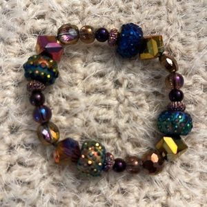 Multi color beaded stretch bracelet
